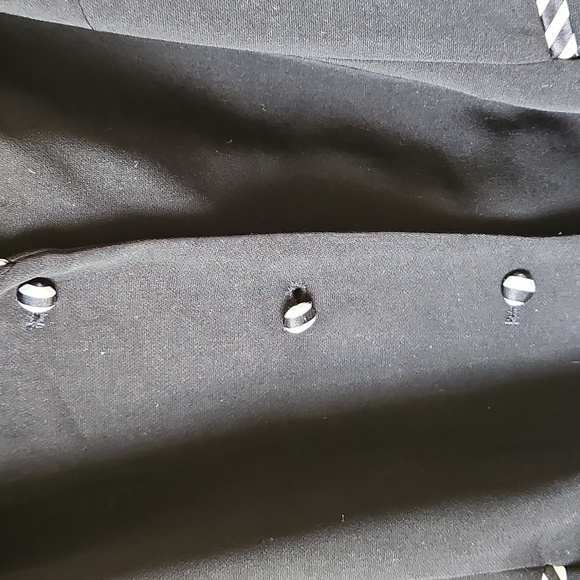 AS•HRO Womens Vintage Blazer Black w/ Striped Black n White Satin Trim Sz 26 EUC - Picture 2 of 13